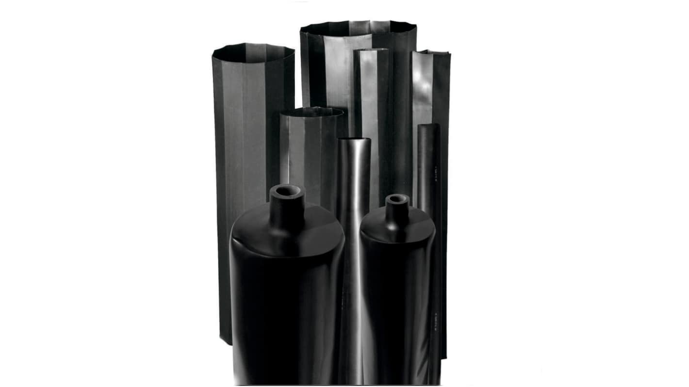 RS PRO Halogen Free Heat Shrink Tube, Black 52mm Sleeve Dia. x 100m Length 4:1 Ratio