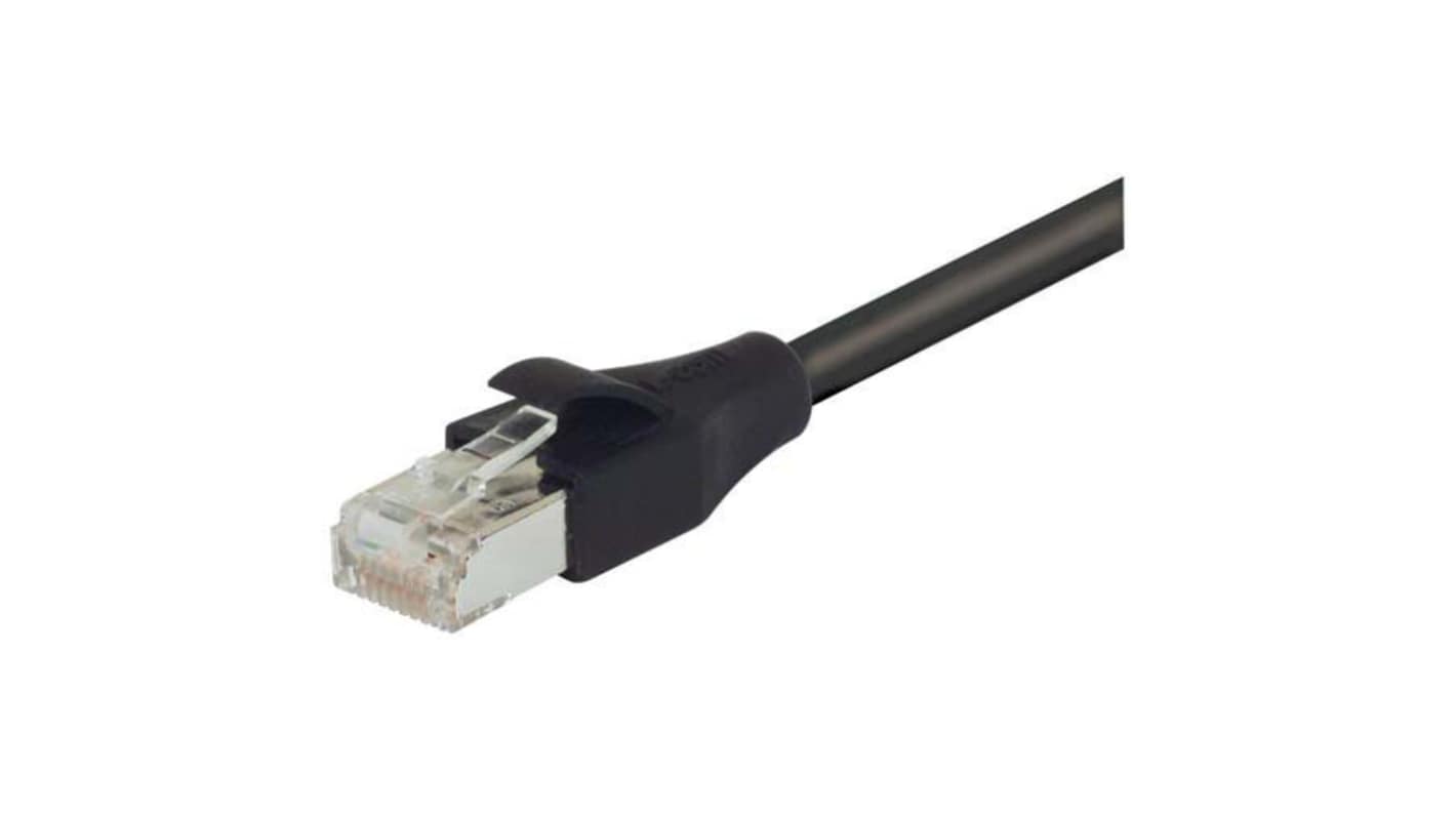 L-ComTRD, 2ft Cat6, Black RJ45 to Male RJ45 Male, Copper Braid Shielded, Terminated PVC Sheath