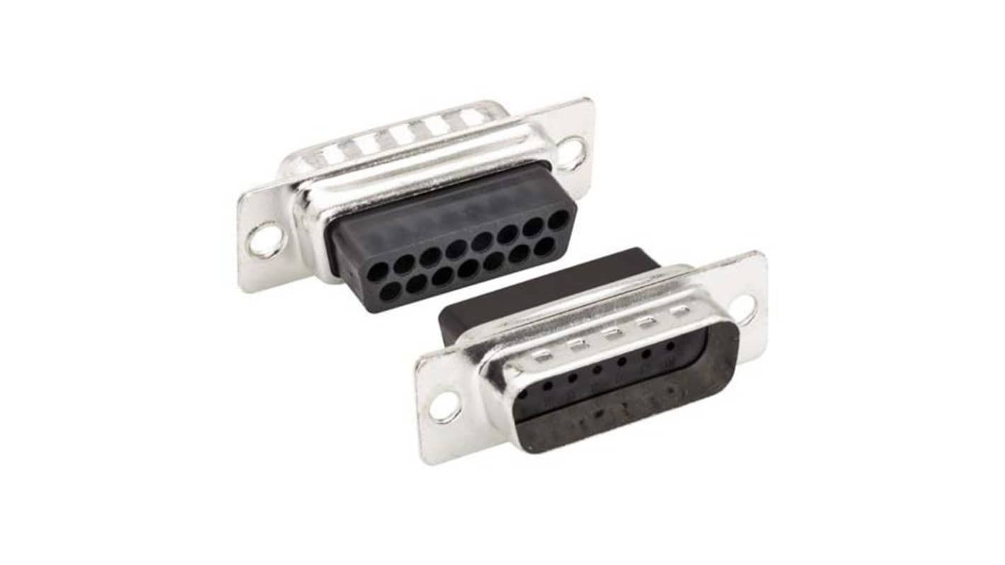 L-Com C&P 15 Way Through Hole D-sub Connector Plug, 2.77mm Pitch, with Boardlocks, Screw Locks