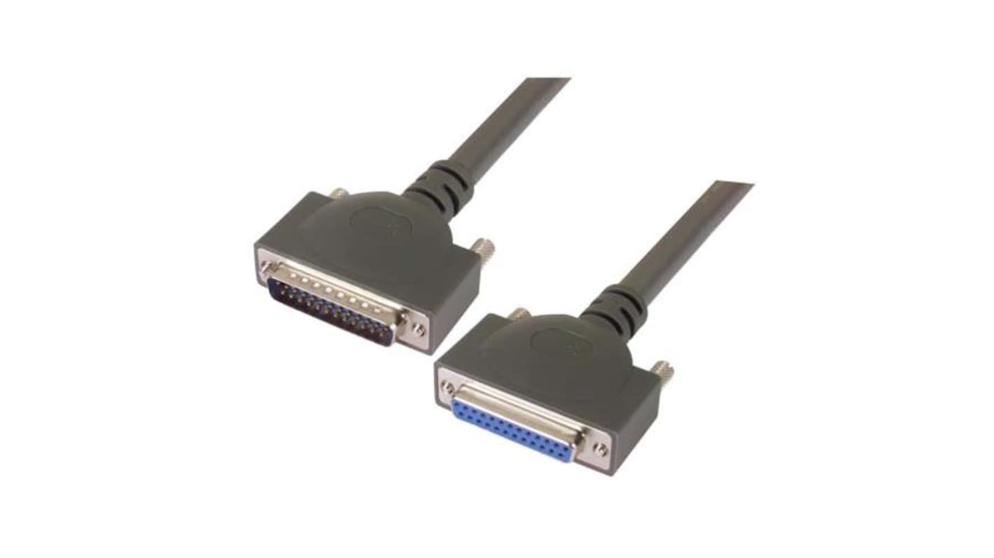 L-Com Male 25 Pin D-sub to Female 25 Pin D-sub Serial Cable, 5ft PVC, CPM Series