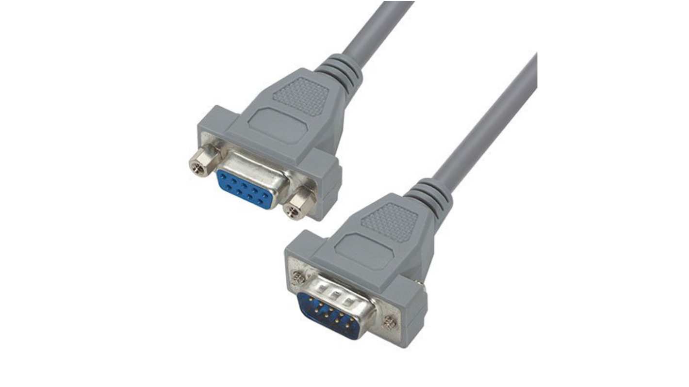 L-Com Male DB9 to Female DB9 Serial Cable, 5ft PVC, CSM Series