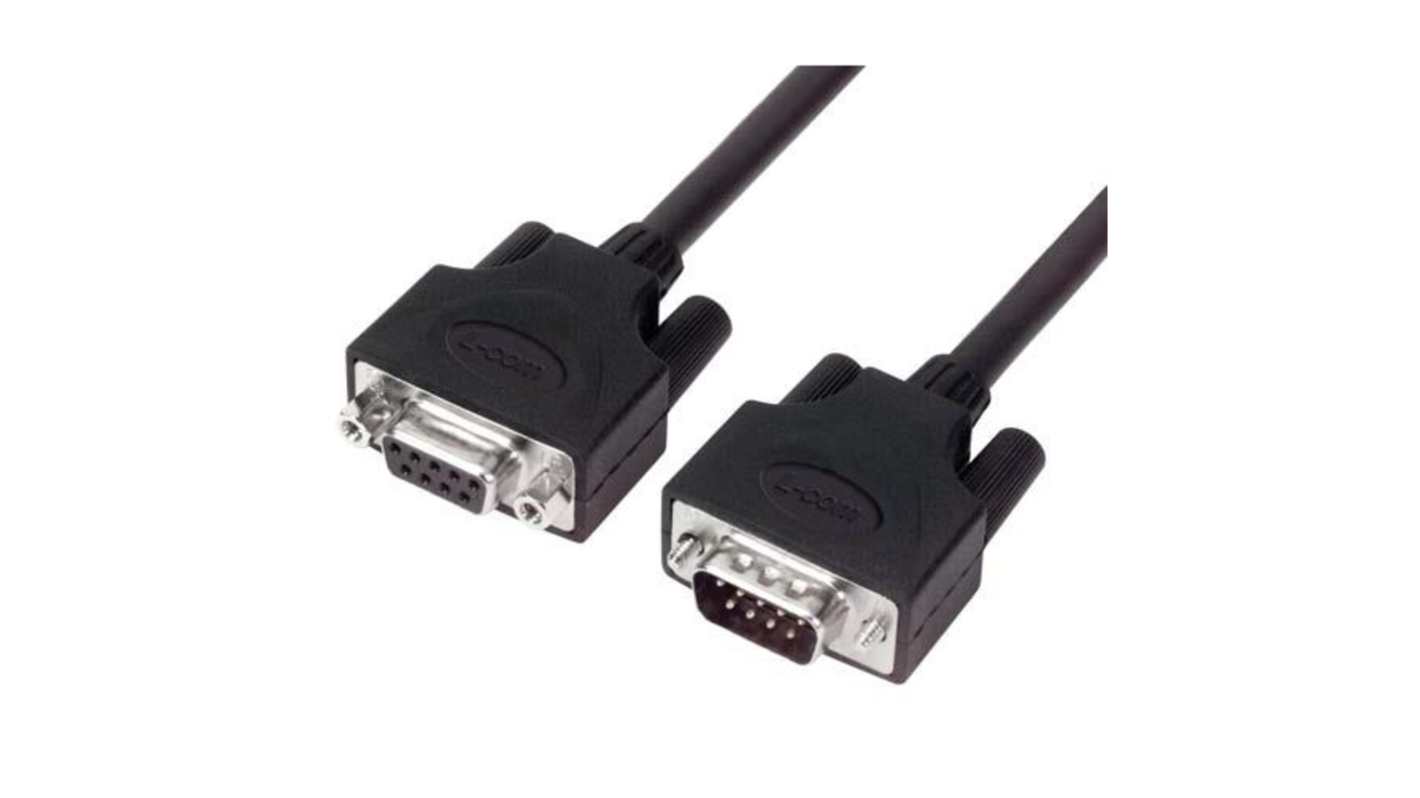 L-Com Male DB9 to Female DB9 Serial Cable, 5ft PVC, CSM Series