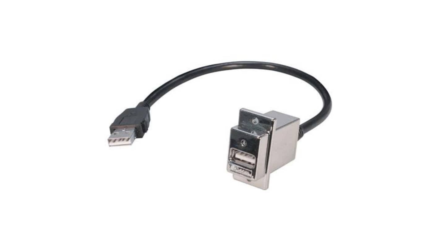 L-Com USB 2.0, Female USB A to Male USB A, 12in