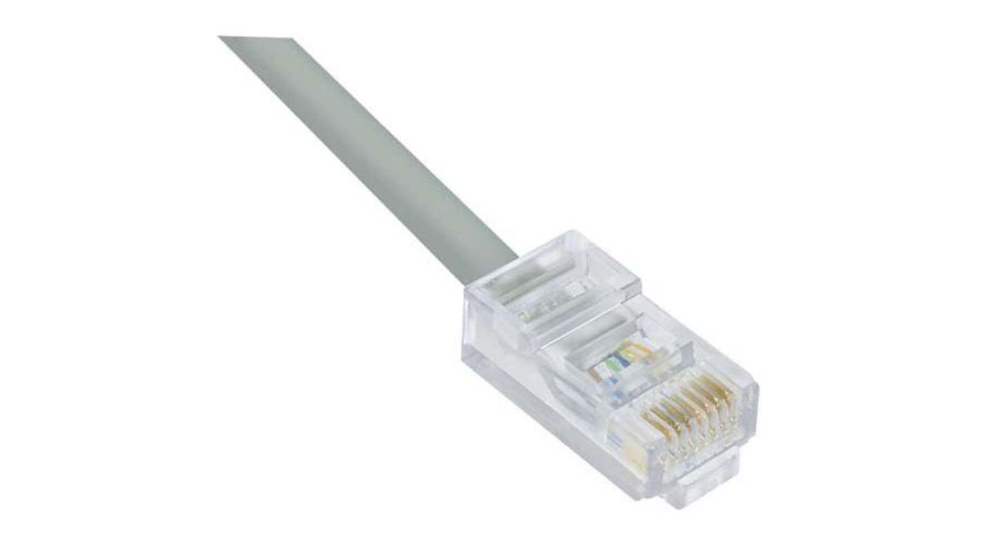 L-ComTRD, 1ft Cat5e, Grey RJ45 to Male RJ45 Male, Copper Braid Shielded, Terminated PVC Sheath