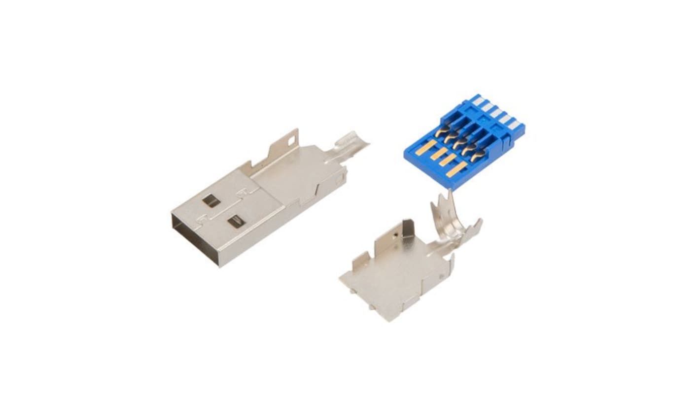 L-Com Vertical, Cable Mount, Plug- Single Port Type A 3 USB Connector