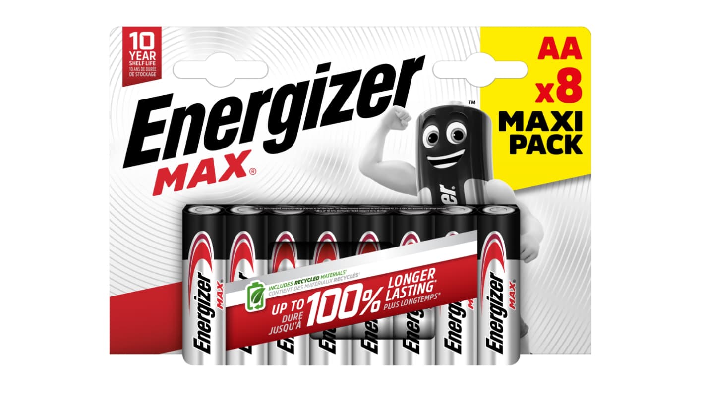 Energizer MAX Alkaline, Zinc Manganese Dioxide AA Battery 1.5V