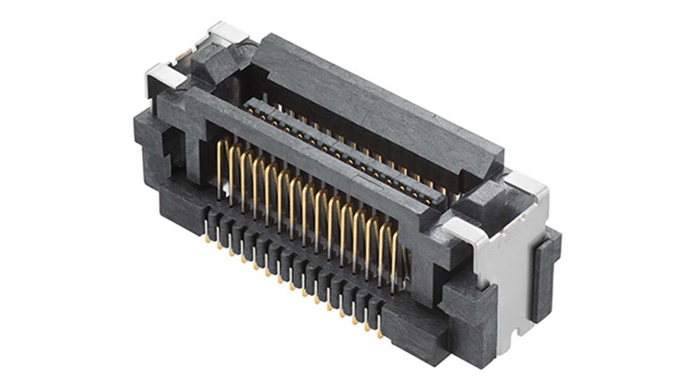 Molex 203956 Series Vertical Surface Mount PCB Header, 40 Contact(s), 0.4mm Pitch, 2 Row(s), Shrouded