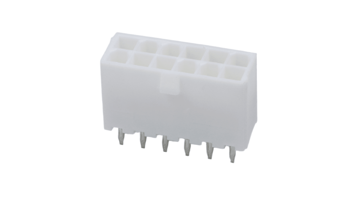 Molex 5566 Series Vertical PCB Mount PCB Header, 12 Contact(s), 4.2mm Pitch, 2 Row(s), Shrouded