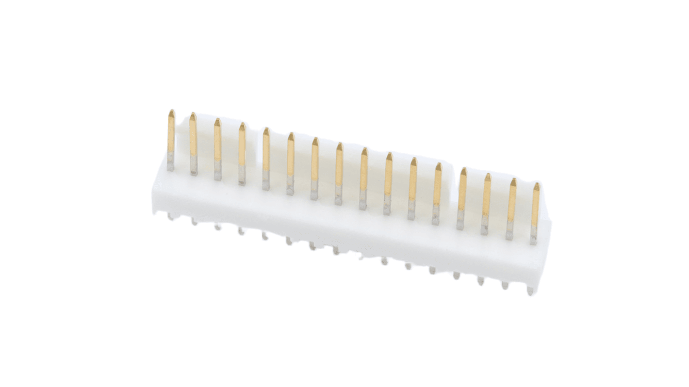 Molex 6373 Series Vertical PCB Mount PCB Header, 16 Contact(s), 2.54mm Pitch, 1 Row(s), Shrouded, Unshrouded