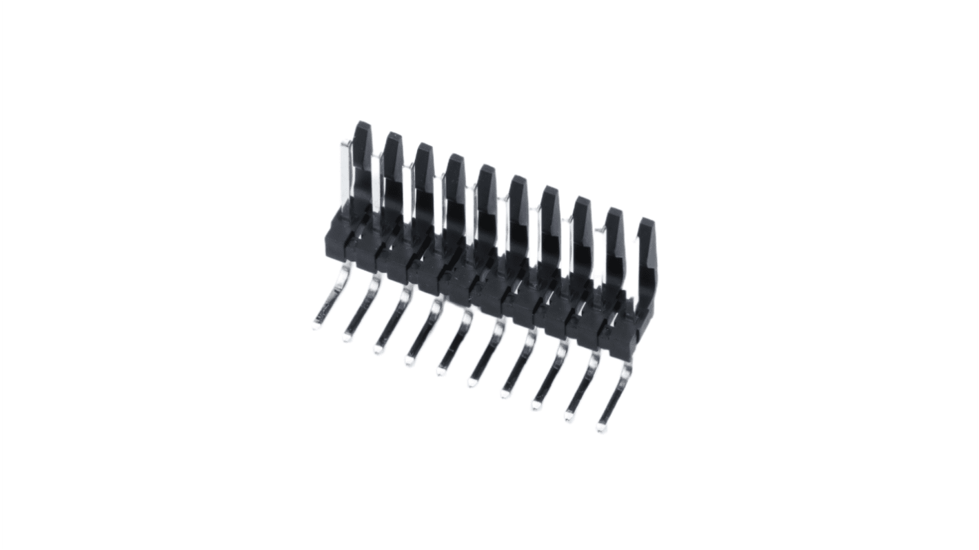 Molex 41672 Series Right Angle Through Hole PCB Header Pin, 10 Contact(s), 3.96mm Pitch, 1 Row(s), Unshrouded