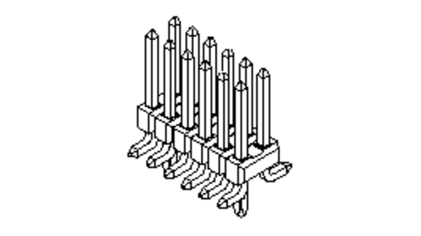 Molex 71308 Series Vertical Surface Mount PCB Header Pin, 6 Contact(s), 2.54mm Pitch, 2 Row(s), Unshrouded