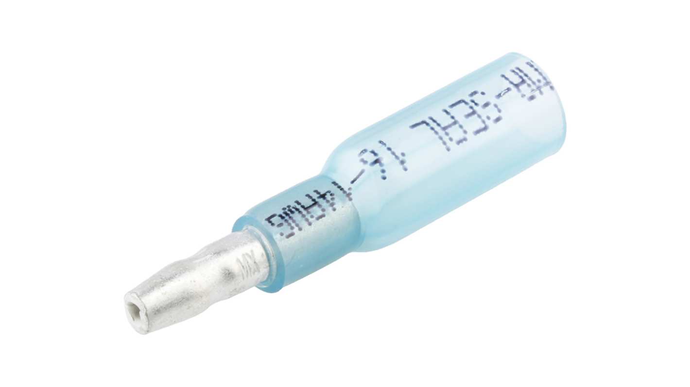 Molex, 19164 Closed End Crimp Quick Disconnect Terminal, Blue, Insulated, Tin 16 → 14 AWG