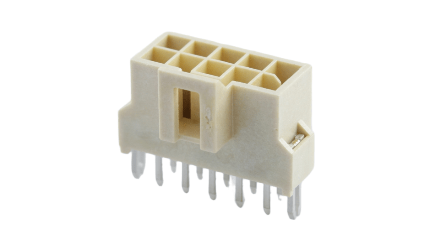 Molex 105312 Series Vertical Through Hole PCB Header, 10 Contact(s), 2.5mm Pitch, 2 Row(s), Shrouded