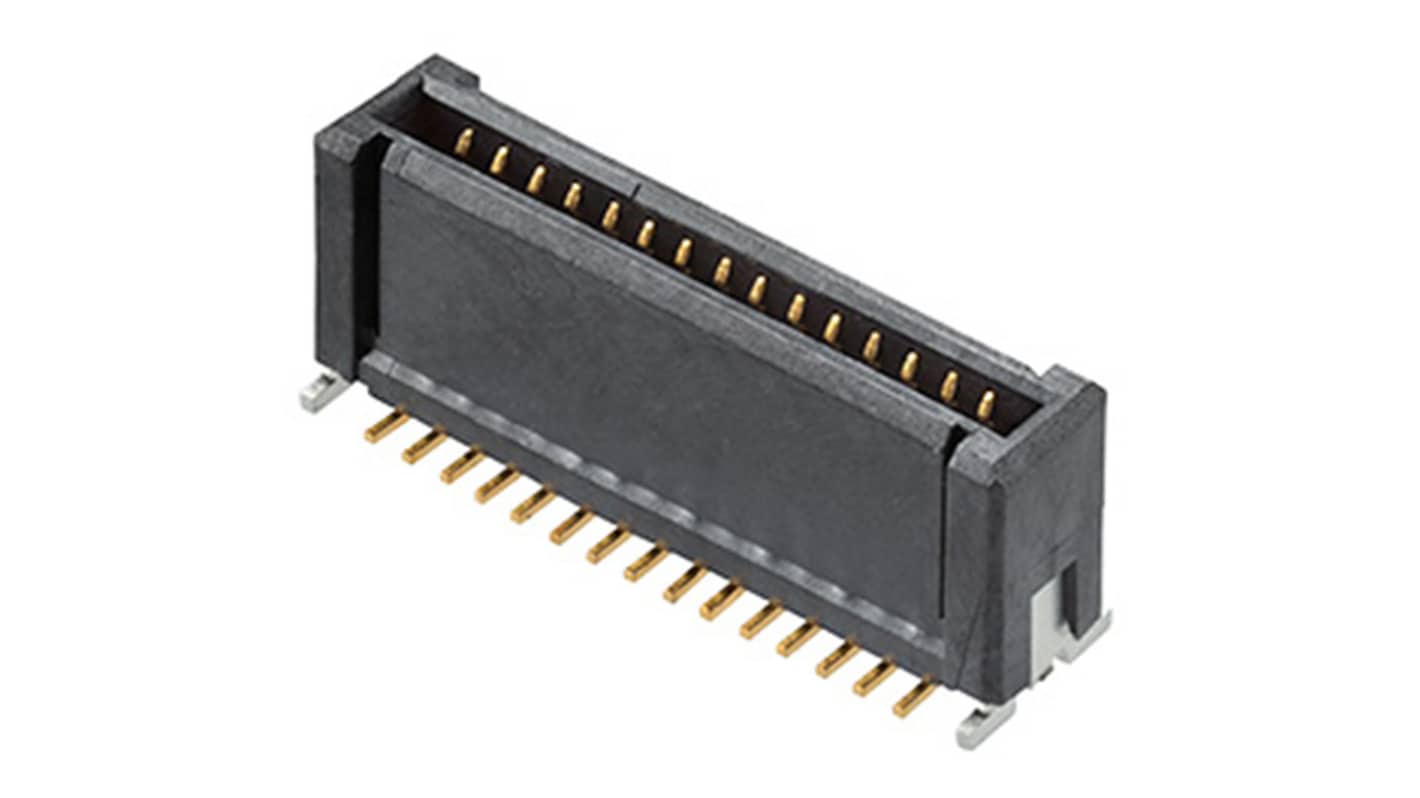 Molex 203955 Series Vertical PCB Mount PCB Header Pin, 50 Contact(s), 0.4mm Pitch, 2 Row(s), Shrouded
