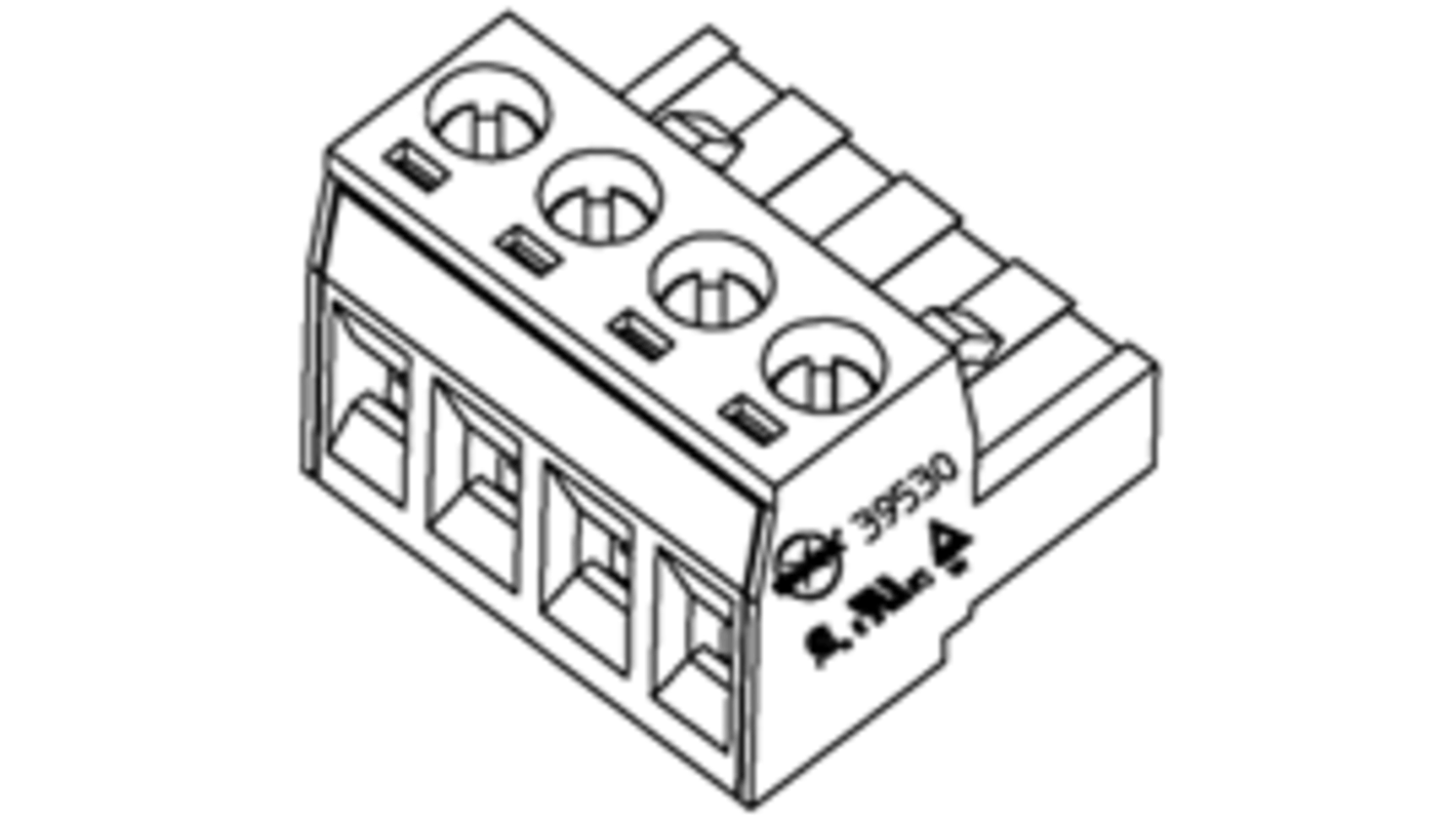Molex, 5.08mm Pitch, 59530, 5 Way, Horizontal, Pluggable Terminal Block, Plug, Cable Mount, Screw Termination,