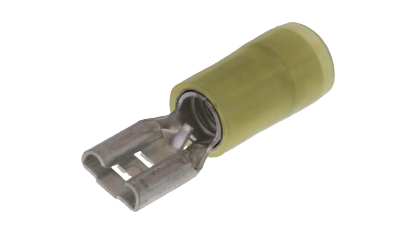 Molex 19019 Yellow Nylon Female Spade Connector, Quick Disconnect, 6.35 x 0.81mm Tab Size