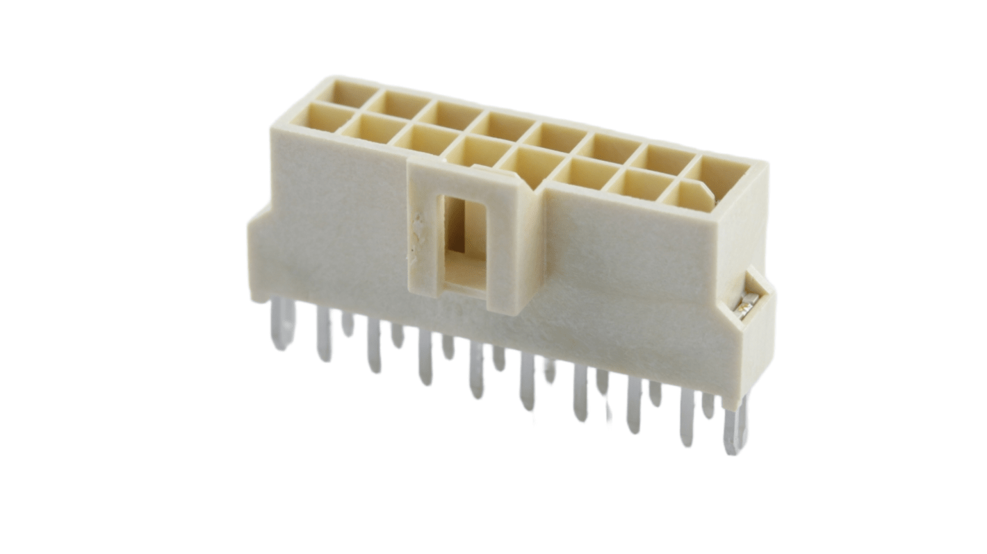 Molex 105312 Series Vertical Through Hole PCB Header, 16 Contact(s), 2.5mm Pitch, 2 Row(s), Shrouded