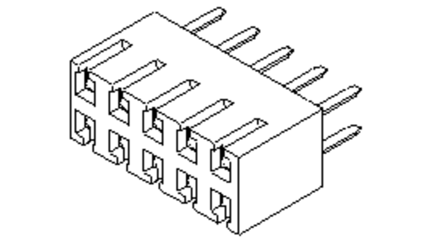 Molex 71850 Series Vertical Through Hole PCB Header Pin, 18 Contact(s), 2.54mm Pitch, 2 Row(s), Shrouded