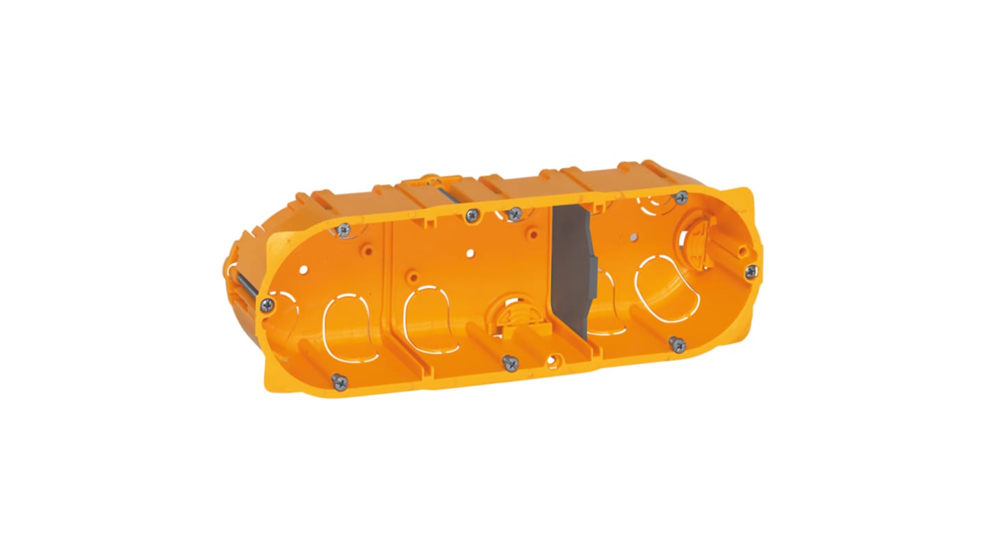 Legrand 0800 Yellow Plastic Back Boxes, IP20, Flush Mount Mount, 3 Gangs, 40 x 67mm
