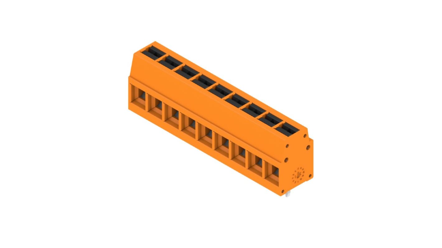 Weidmüller 2786600000 Series PCB Terminal Block, 9-Contact, 5mm Pitch, Push-In, 1-Row, Solder Termination