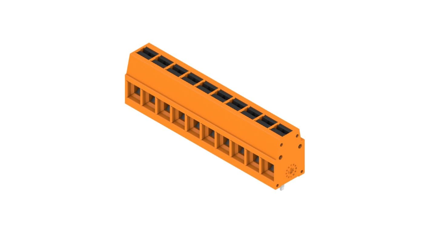 Weidmüller 2786620000 Series PCB Terminal Block, 10-Contact, 5mm Pitch, Push-In, 1-Row, Solder Termination
