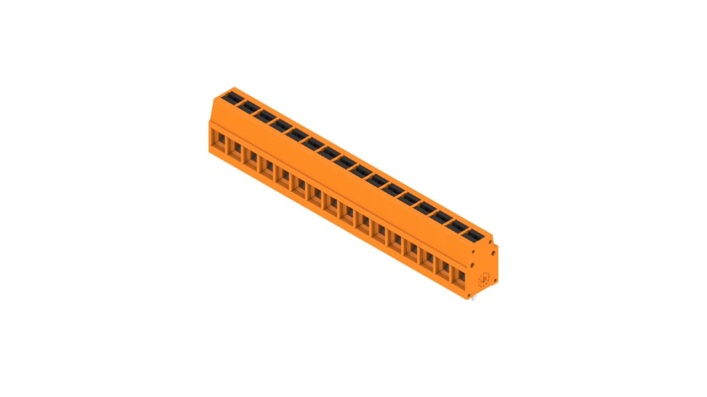 Weidmüller 2786690000 Series PCB Terminal Block, 16-Contact, 5mm Pitch, Push-In, 1-Row, Solder Termination