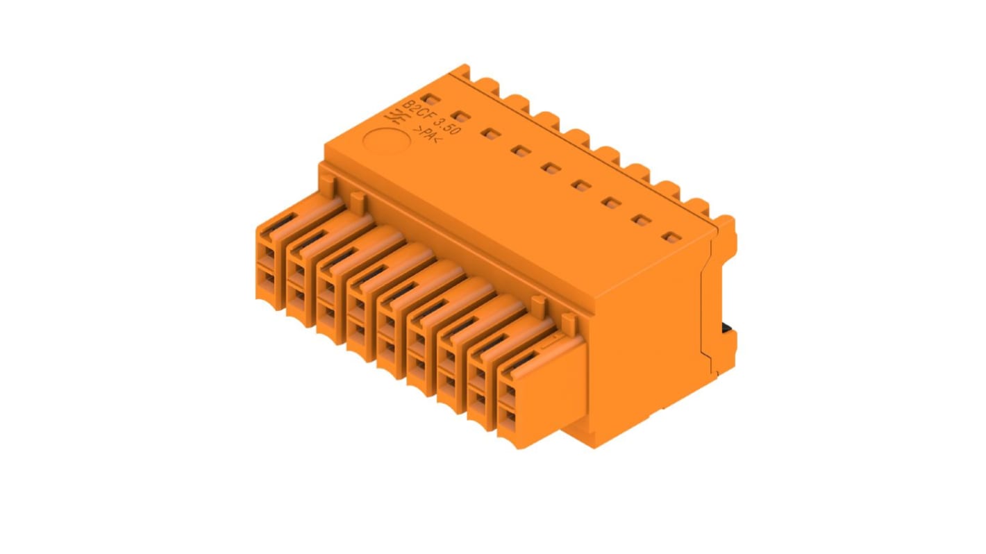 Weidmüller 1277350000 Series Straight Plug-In PCB Socket, 18-Contact, 1-Row, 3.5mm Pitch, Push In Termination