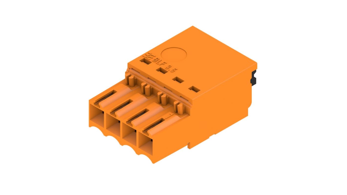 Weidmüller 2459070000 Series Straight Plug-In PCB Socket, 4-Contact, 1-Row, 3.5mm Pitch, Push In Termination