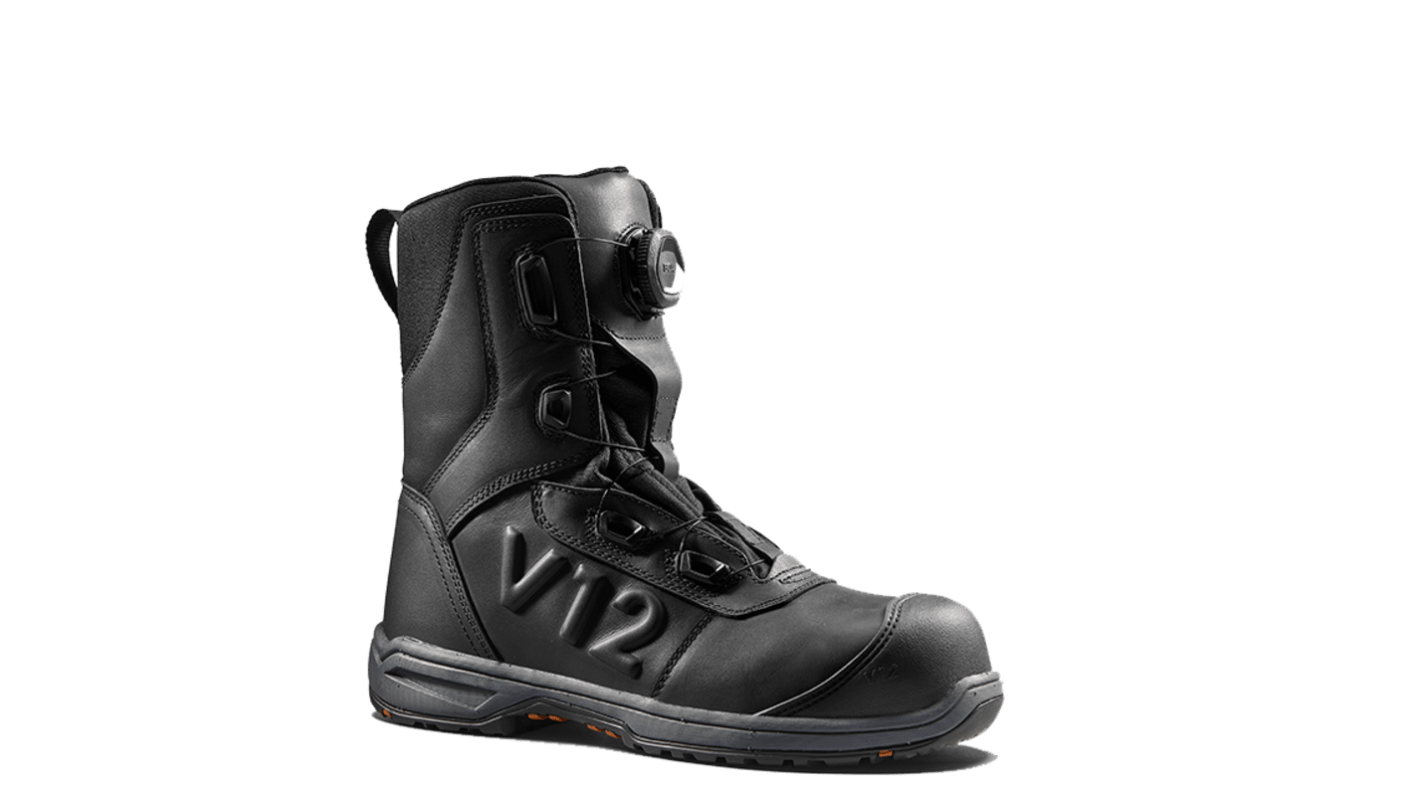 V12 Footwear Vanguard Black Fibreglass Toe Capped Men's Safety Boots, UK 6, EU 39