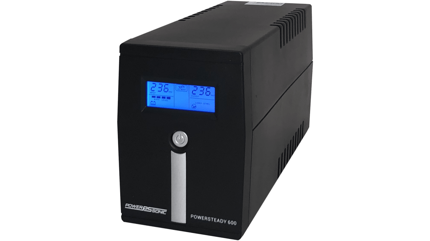 Power Sonic 110/120 V ac, 220 → 240 V ac Input Surface Mount UPS, 600VA (600VA), PowerSteady 600