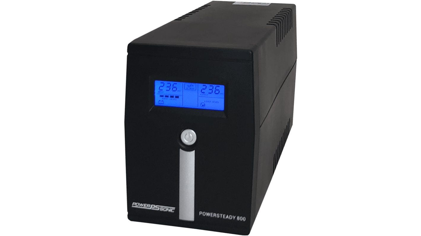Power Sonic 110/120 V ac, 220 → 240 V ac Input Surface Mount UPS, 800VA (800VA), PowerSteady 800