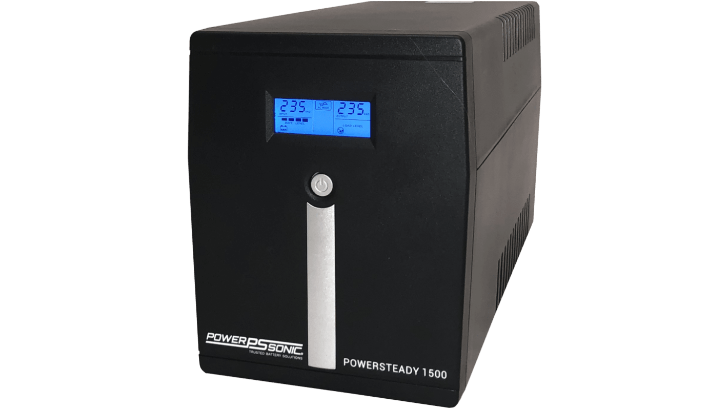 Power Sonic 81-145/162-290V ac Input Tower Uninterruptible Power Supply, 1500VA (900W), PowerSteady 1500