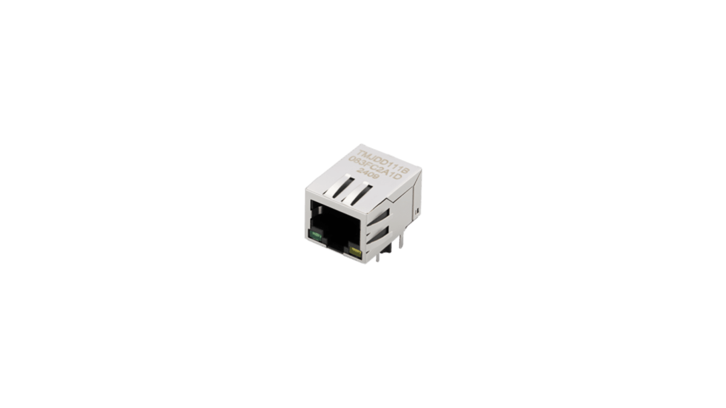 Taoglas TMJDD111B083FC2A1D Series Female Ethernet Connector, Through Hole, Cat5e Right Angle 1 Port 1 -Way