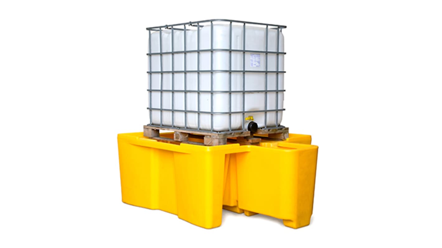 RS PRO Polypropylene Spill Pallet for Chemical, 1100L Capacity