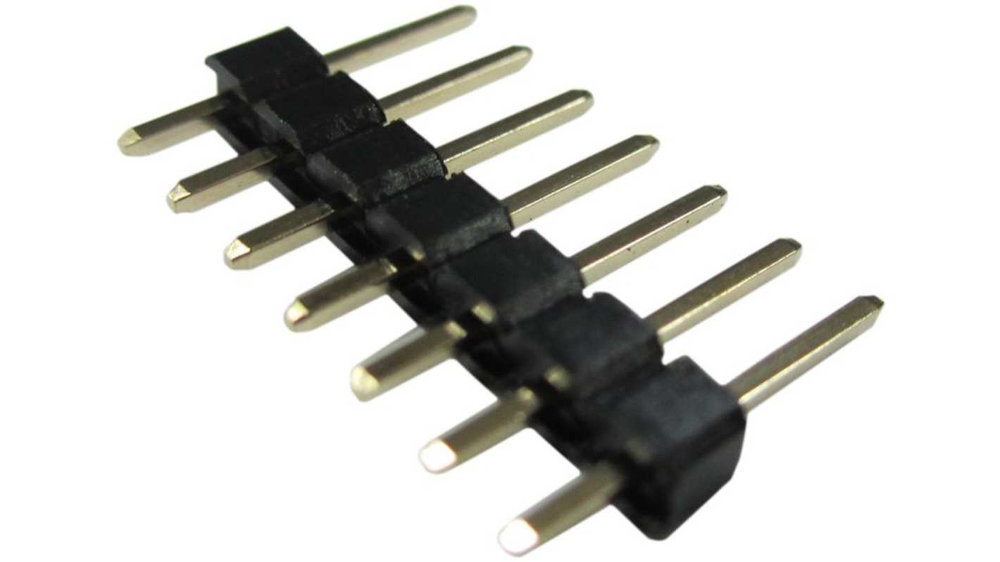 RND RND 205 Series Straight Through Hole Pin Header, 7 Contact(s), 2.54mm Pitch, 1 Row(s)