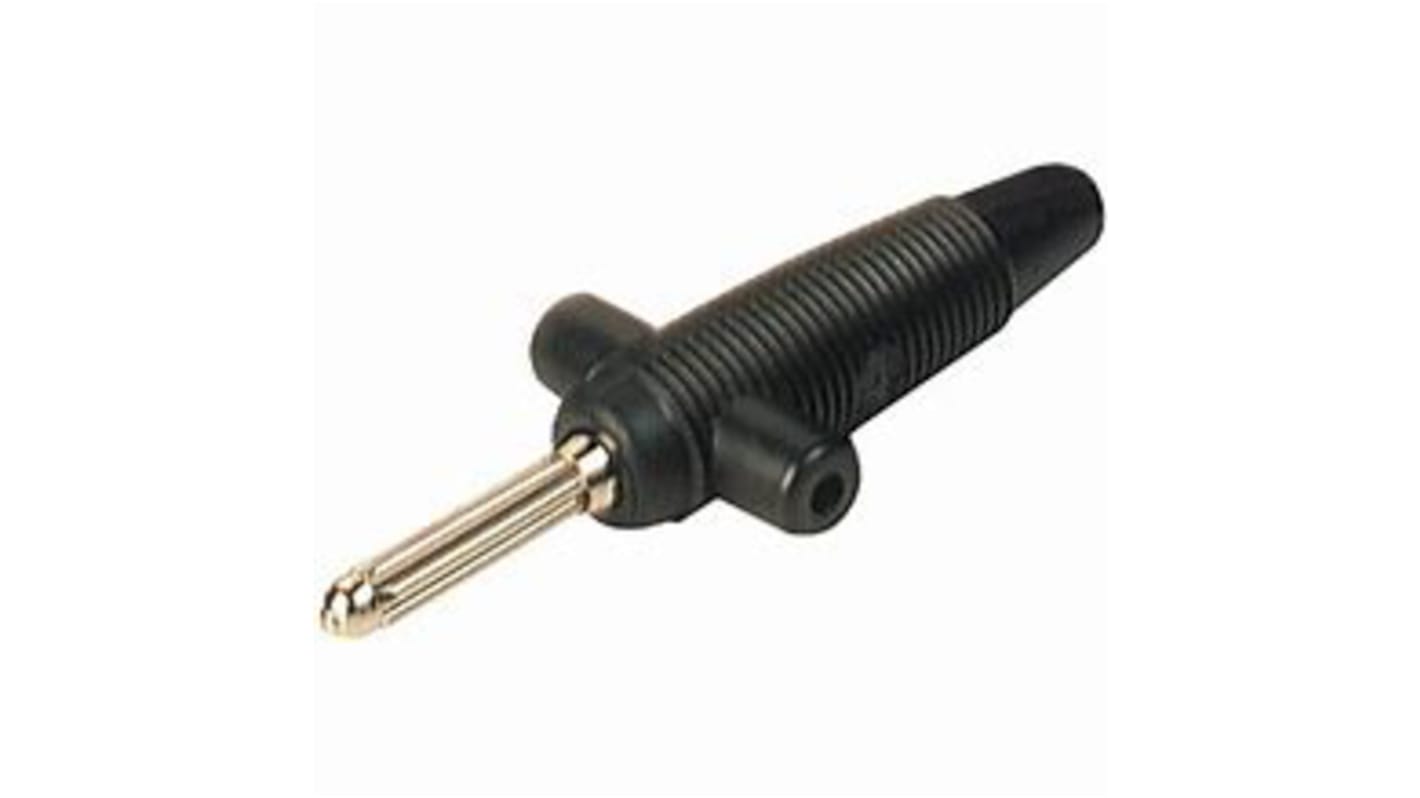 Hirschmann Test & Measurement Black Male Banana Plug, 4 mm Connector, Solder Termination, 30A, 60V dc, Nickel Plating