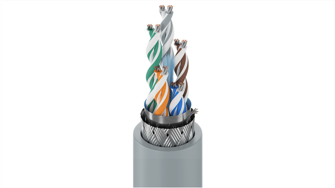 Belden 8105 Datenkabel, 5-paarig 0,22 mm Ø 8.03mm F/UTP Schirmung PVC isoliert Twisted Pair Chrom