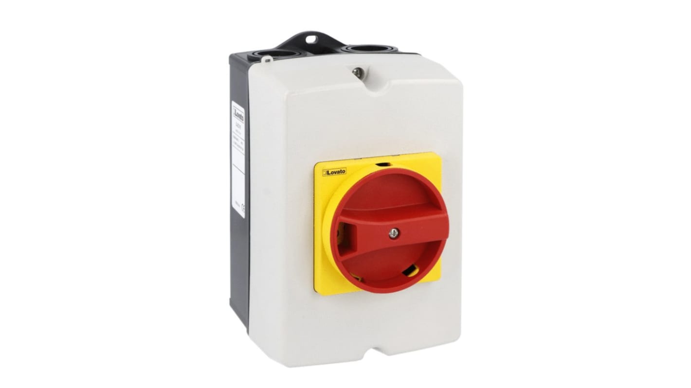 Lovato 3P Pole Isolator Switch - 32A Maximum Current, 22kW Power Rating, IP65