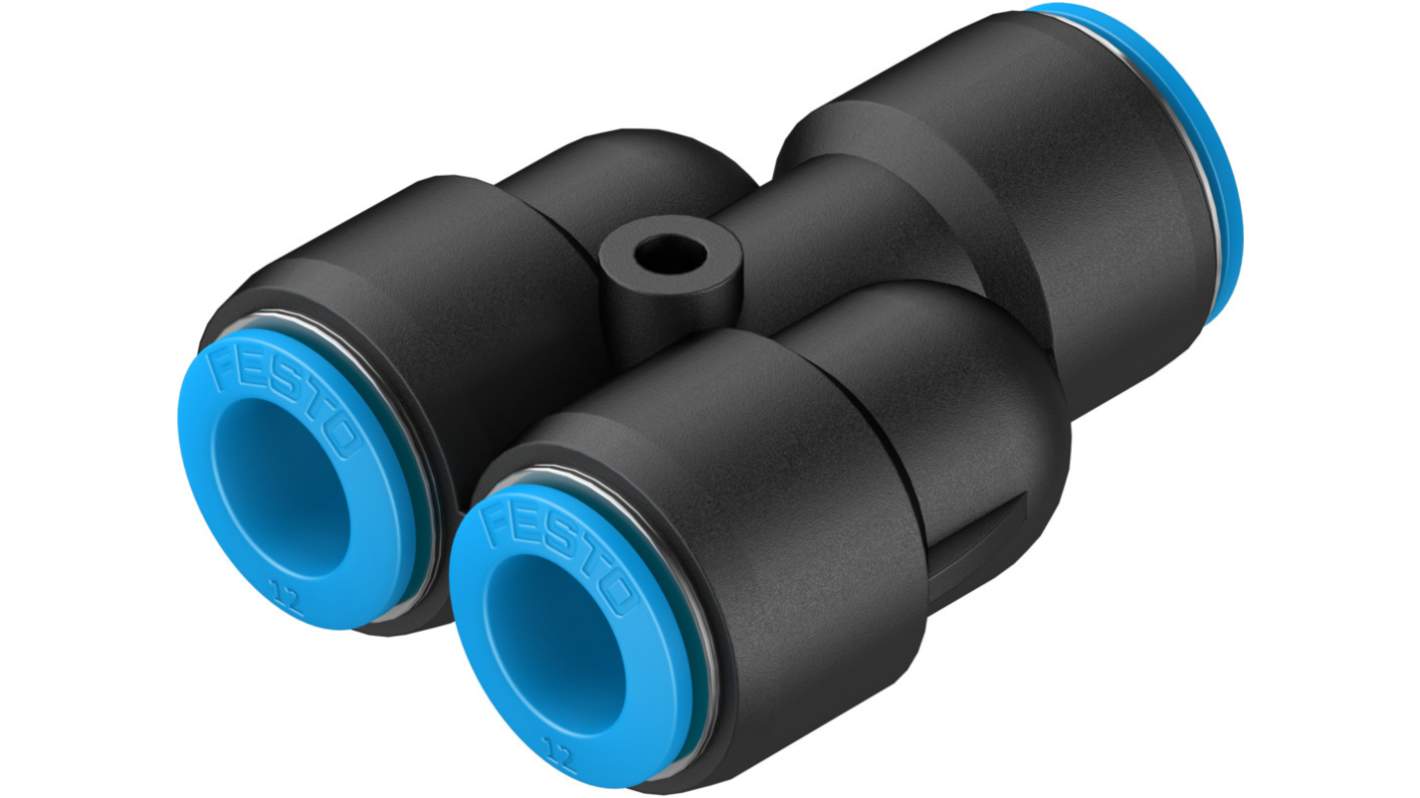 Festo QSY Series Y Tube-to-Tube Adaptor, Push In 16 mm to Push In 12 mm, Tube-to-Tube Connection Style, 190708