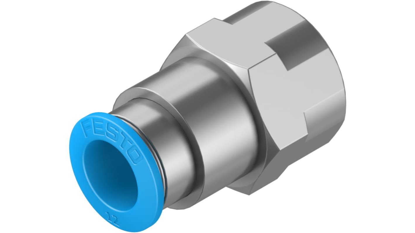 Festo QS Series Straight Threaded Adaptor, G 1/2 Female to Push In 12 mm, Threaded-to-Tube Connection Style, 190653