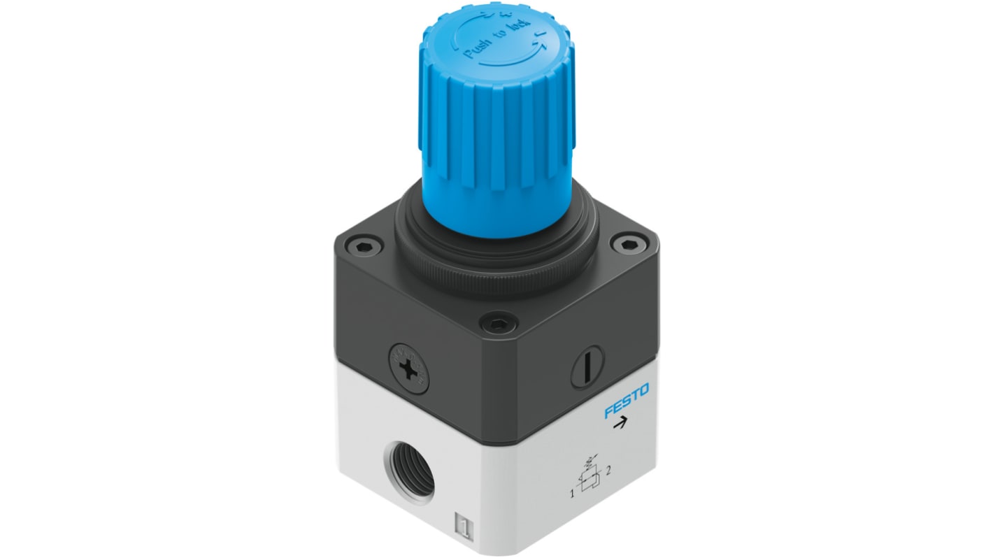 Festo G 1/4 Pneumatic Regulator - 1bar to 4bar, 1/4in, 12bar max. input, 159501