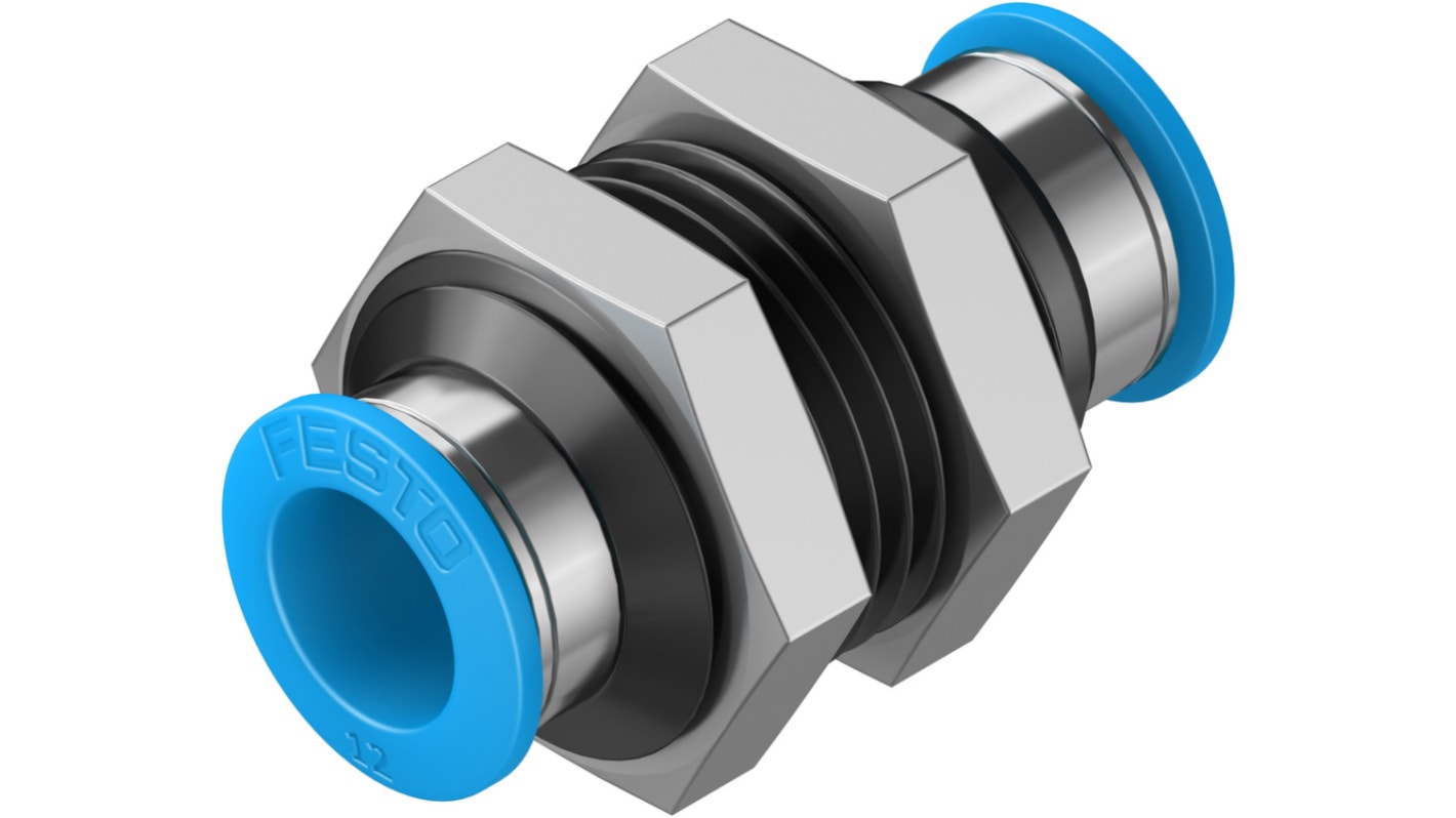 Festo QSS Series Bulkhead Tube-to-Tube Adaptor, Push In 12 mm to Push In 12 mm, Tube-to-Tube Connection Style, 153161