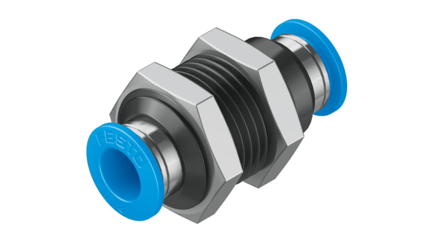 Festo QSS Series Bulkhead Tube-to-Tube Adaptor, Push In 8 mm to Push In 8 mm, Tube-to-Tube Connection Style, 153159