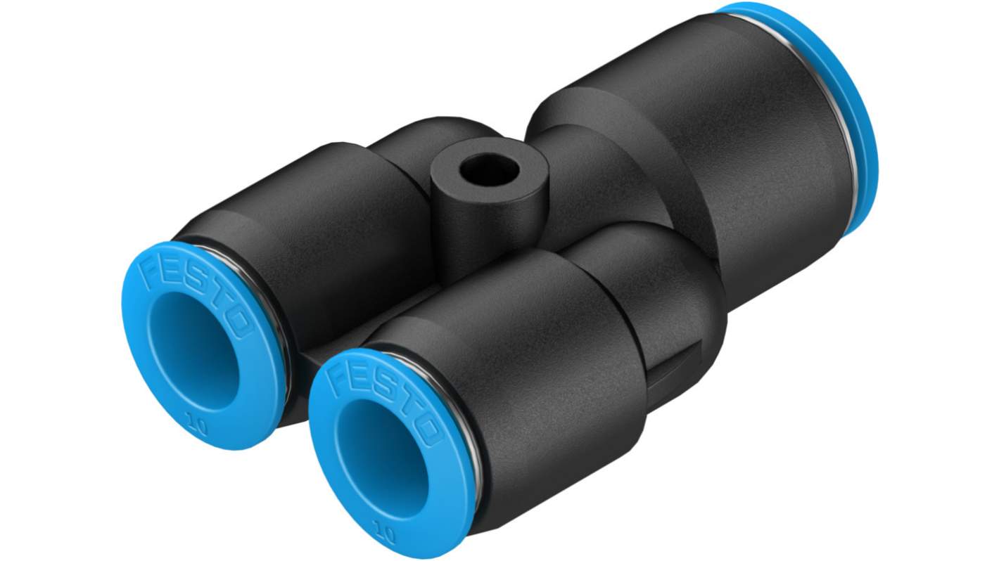 Festo QSY Series Y Tube-to-Tube Adaptor, Push In 12 mm to Push In 10 mm, Tube-to-Tube Connection Style, 153156