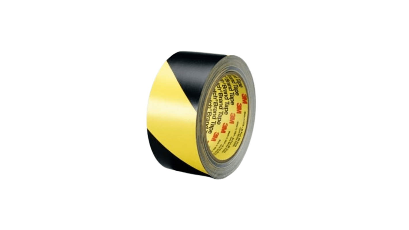 3M Black, Yellow Vinyl 33m Hazard Tape, 0.14mm Thickness