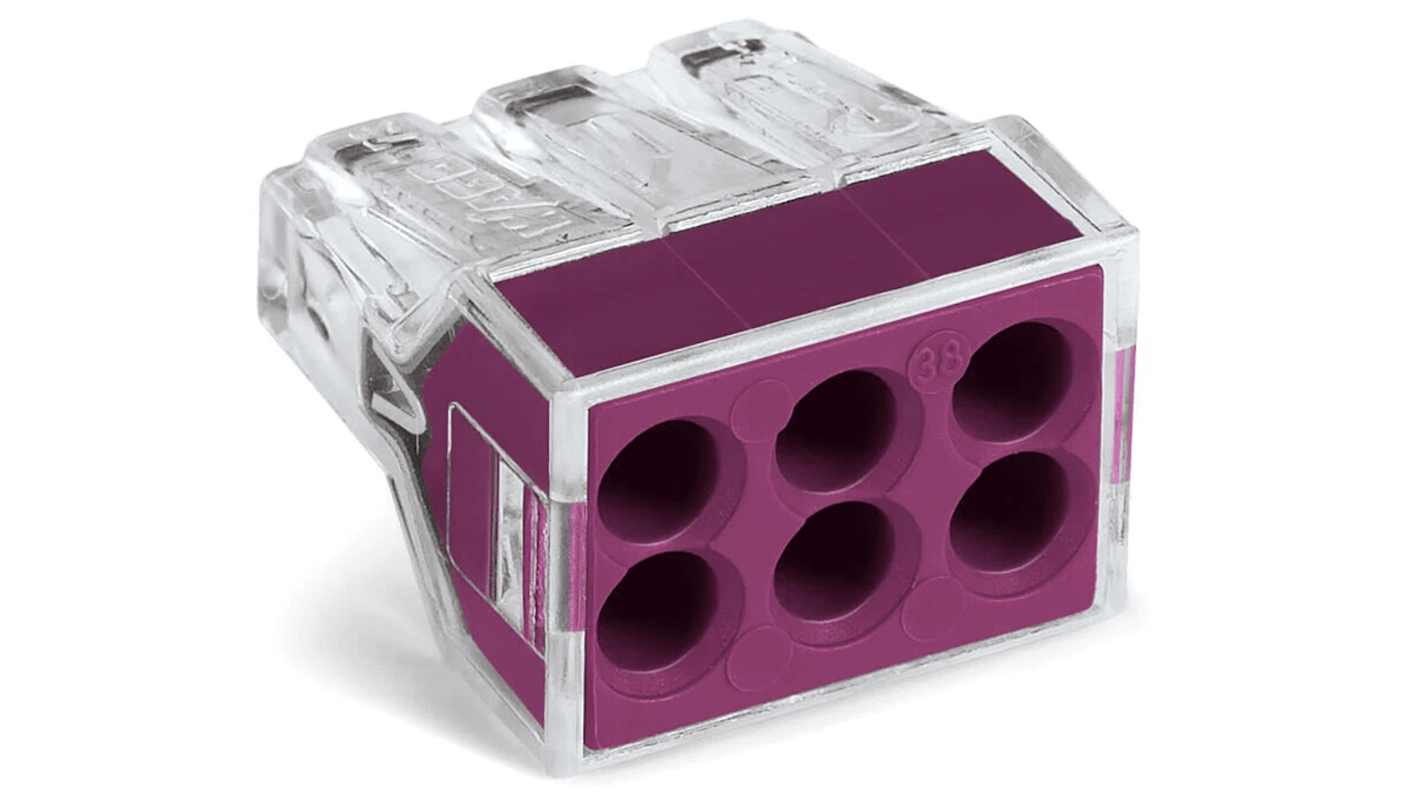 Connettore per scatola di derivazione WAGO, 6 vie, per cavi 18 → 12 AWG, 16 → 12 AWG
