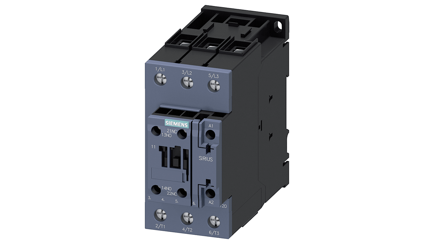 Stycznik 110 V AC Siemens styki: 3 18,5 kW 40 A 3NO Szyna, montaż powierzchniowy Śruba 3RT2035-1AK60