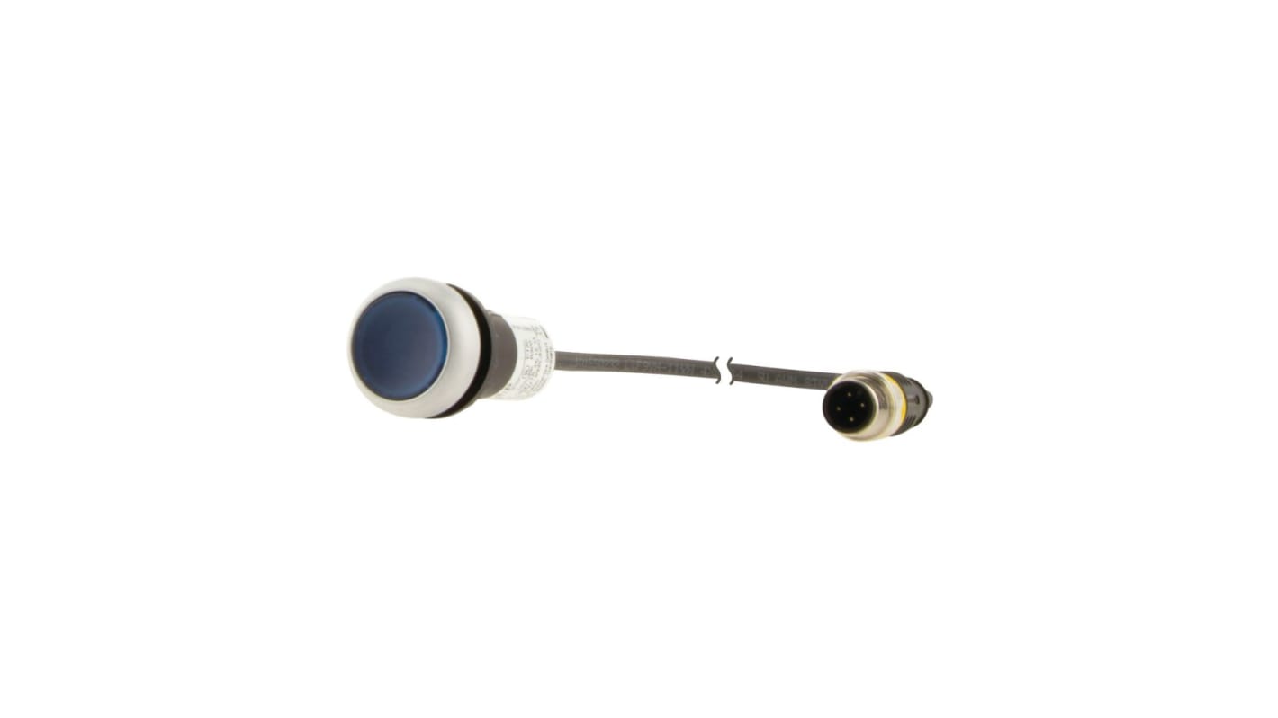 Eaton C22 Series Illuminated Push Button, Momentary, Panel Mount, 22mm Cutout, SPST, Blue LED, 24V, IP67, IP69K