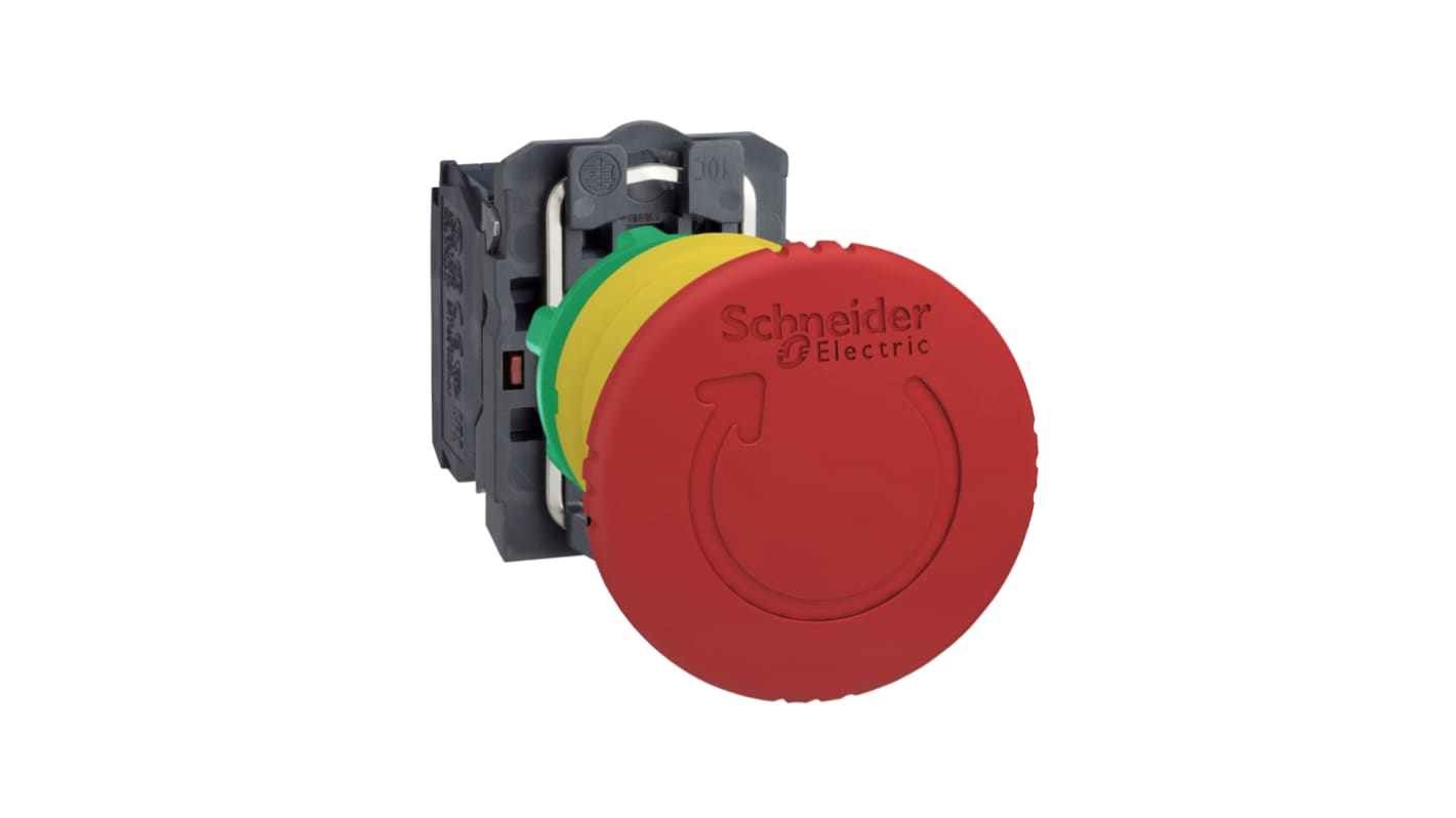 Schneider Electric XB5 Series Twist Release Emergency Stop Push Button, Panel Mount, 22mm Cutout, 2NC, IP66, IP67,