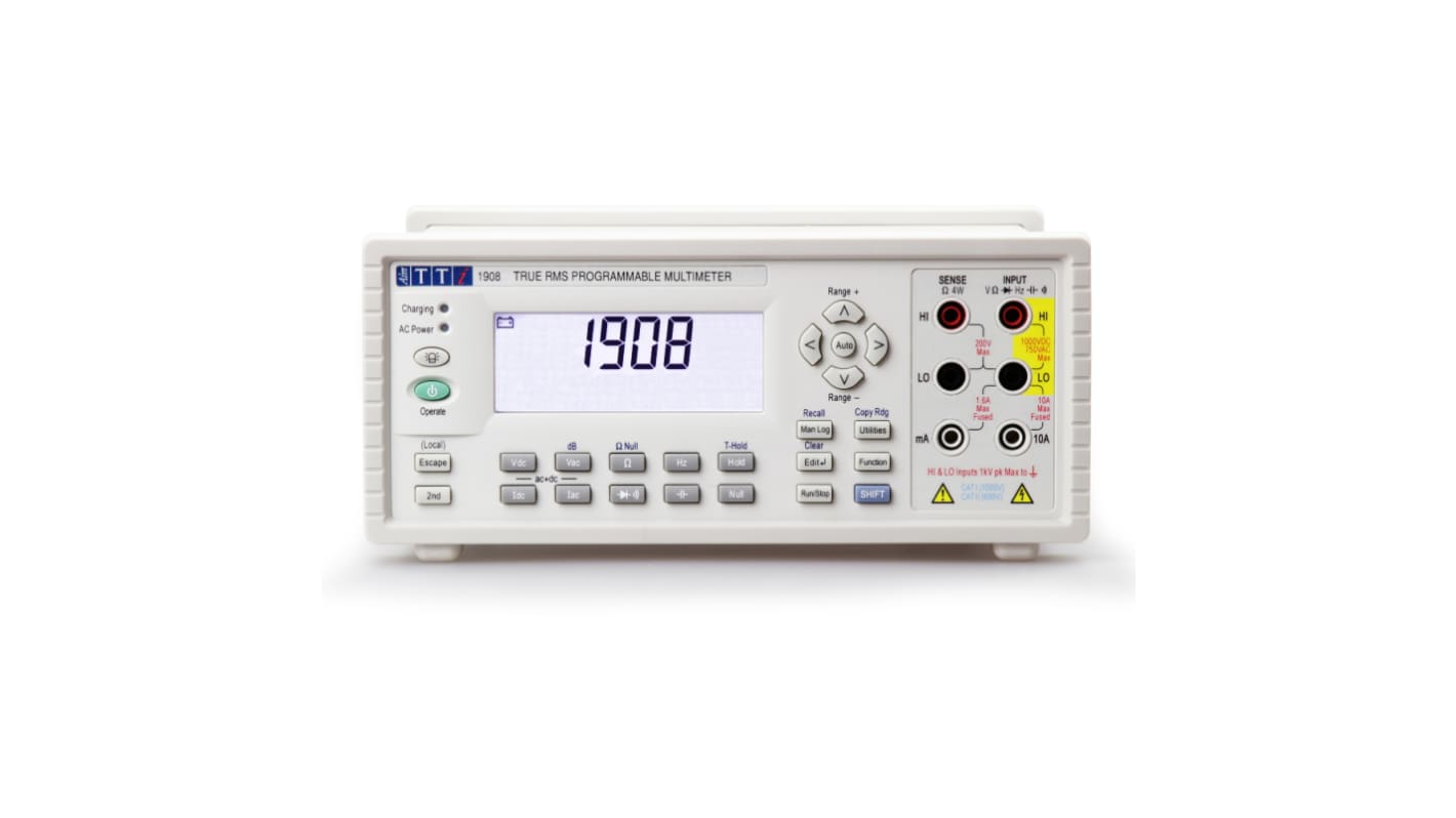 Aim-TTi 1908 真有效值台式万用表, 最大1000V 交流, 最大1000V 直流, 最大10MΩ